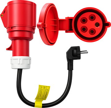 Adapter do samochodu elektrycznego Qoltec Power Adapter | CEE 16A 5P 400V socket to SCHUKO 230V | max 16A | 3.5 kW (5901878527246)