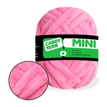 Плюшевая пряжа Mini 15г, Детский розовый №858 - мягкая пряжа для игрушек, амигуруми и декора, мини моточки 15г/18м, микрополиэстер