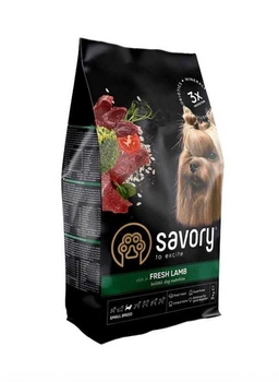 Сухой корм Savory Adult Small Breed Fresh Lamb для взрослых привередливых собак мелких пород весом до 10 кг с ягненком, 3 кг