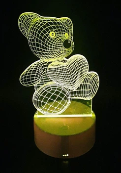 Детский ночник для мальчика и девочки 3D LED детская настольная лампа, декоративный светильник для детей от USB, мишка с сердцем