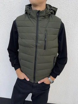 Чоловіча спортивна жилетка хакі з капюшоном 2XL pvlnks-372