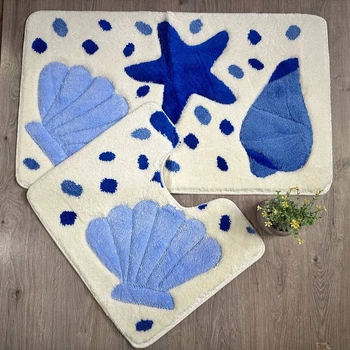 Килимки для ванної Banyolin Deluxe двійка 60х100см, 50х60см DLX08_blue_2