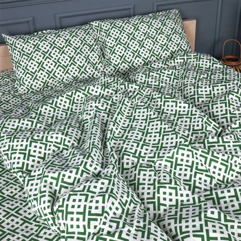 Комплект постельного белья Mirson Полуторный 143х210 см 17-0951 Abstract Green Бязь (2200013166184)
