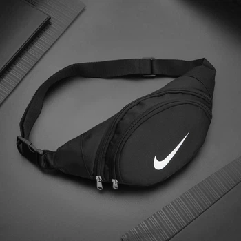 Поясная сумка бананка, через плечо (crossbody), водоотталкивающая, черная