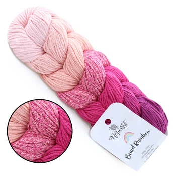 ReTwisst Braid Rainbow, №02 - трикотажный шнурок, косичка секционного окрашивания 250 г / 250 м, для сумок, рюкзаков и аксессуаров