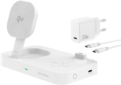 Stacja ładowania 4smarts Qi2 Charging Station Trident Biała (4252011907878)