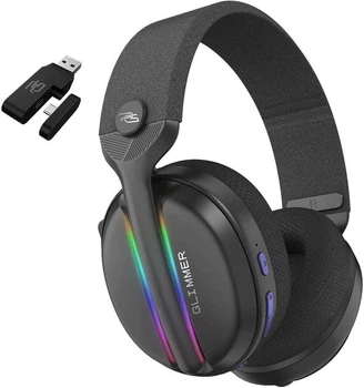 Игровые беспроводные наушники Proove Gaming Glimmer (APP) с микрофоном и LED RGB подсветкой геймерская гарнитура (WHGL00022016) Black/Purple