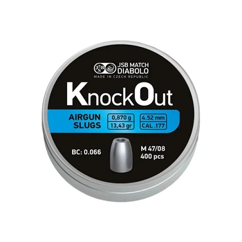 Пульки JSB Diabolo KnockOut Slugs 4,52 мм, 0,87 г, 400 шт/уп (m523145)