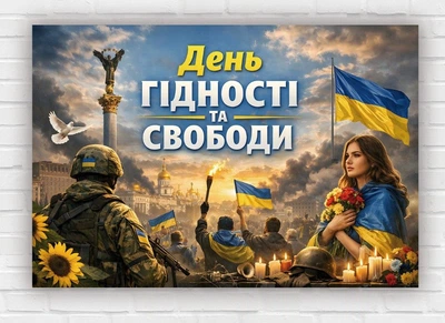 Паперовий плакат "День гідності та свободи" 110х75 см