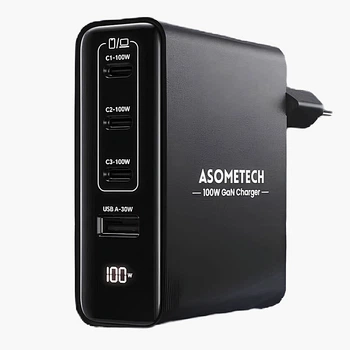 Сетевое зарядное устройство Asometech 100W GaN Fast USB Charger 3C1A (RCE-10002)