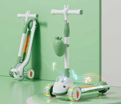 Самокат-беговел триколісний Skyper RB-0693/62 (колеса: передні Ø4,92"/заднє Ø3,15"/PU, рама: пластик/складна, підсвітка, музика, кошик, до 40 кг)