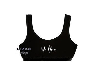 Чорний топ на широких бретелях з написом Ni Hao! Donella 8971SZ М