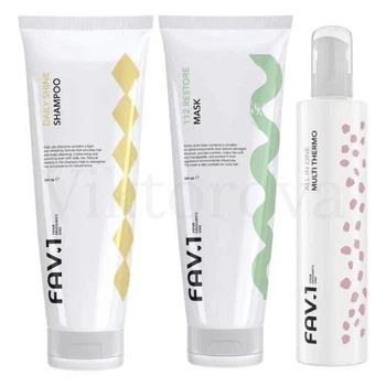 Набір для щоденного догляду та відновлення волосся FAV.1: Шампунь FAV.1 DAILY SHINE SHAMPOO 250 мл + Маска FAV.1 112 RESTORE MASK 250 мл + Термозахист FAV.1 ALL IN ONE MULTI THERMO 200 мл