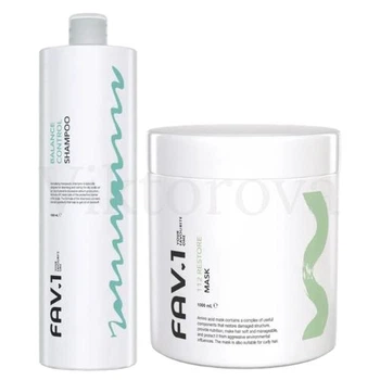 Набор для жирной кожи головы и поврежденных волос FAV.1: Шампунь FAV.1 BALANCE CONTROL SHAMPOO 1000 мл + Маска FAV.1 112 RESTORE MASK 1000 мл