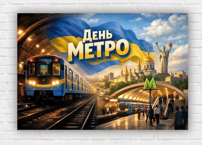 Бумажный плакат "День метро" 110х75 см