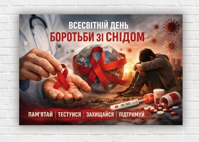 Бумажный плакат "День борьбы со СПИДом" 110х75 см