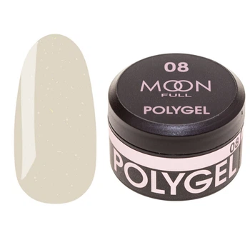 Полигель для наращивания Moon Full Poly Gel №08 нюдовый з шиммером, 15 мл.
