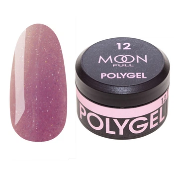 Полигель для наращивания Moon Full Poly Gel №12 розово-металический с шиммером, 15 мл.