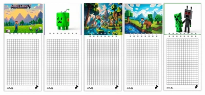 Блокнот на магните Apriori , 5 шт, Apriori, в стиле Майнкрафт, Minecraft style, подарок для фанатов в стиле игры Майнкрафт, 21 см на 8,5 см , 4 вид