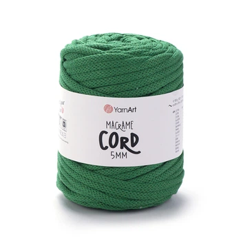 Шнур плетений YarnArt macrame cord 5 мм с сердечником для макраме смарагдовий (№759)