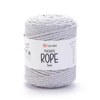 Шнур кручений для макраме YarnArt macrame rope 5мм світло-сірий 500г (№756)