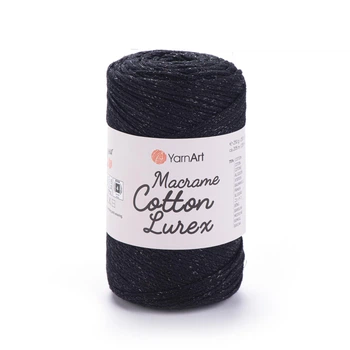 Шнур плетений з люрексом YarnArt macrame cotton Lurex 2мм чорний (№722)