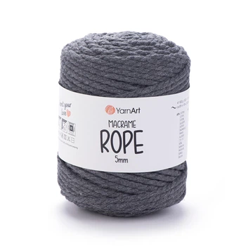 Шнур кручений для макраме YarnArt macrame rope 5мм темно-сірий 500г (№758)