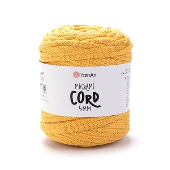 Шнур плетений YarnArt macrame cord 5 мм с сердечником для макраме жовтий (№764)