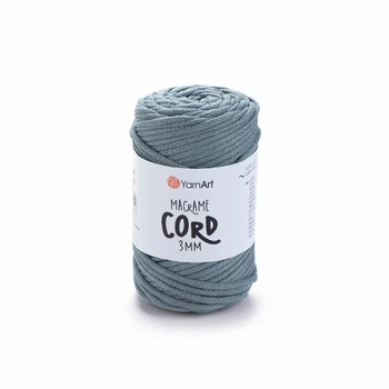 Шнур плетений YarnArt macrame cord сизо-сірий 3 мм для макраме (№795)