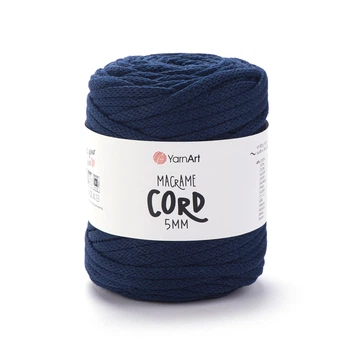 Шнур плетений YarnArt macrame cord 5 мм с сердечником для макраме темно-синій (№784)
