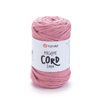 Шнур плетений YarnArt macrame cord рожева пудра 3 мм для макраме (№792)