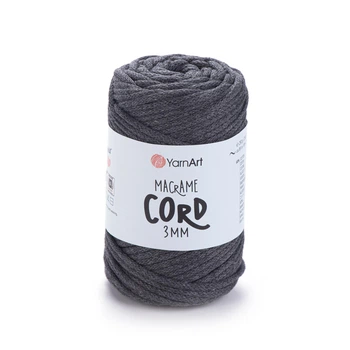 Шнур плетений YarnArt macrame cord темно-сірий 3 мм для макраме (№758)