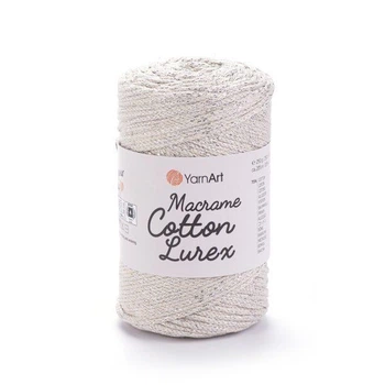 Шнур плетений з люрексом YarnArt macrame cotton Lurex 2мм бежевий (№725)