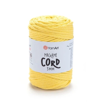 Шнур плетений YarnArt macrame cord світло-жовтий 3 мм для макраме (№754)