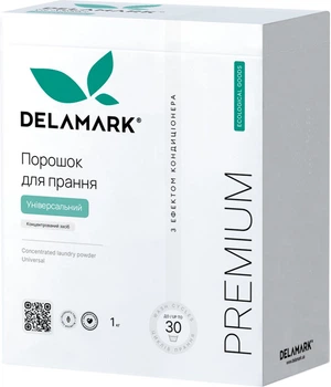 Концентрированный бесфосфатный стиральный порошок Delamark Premium Line Universal с эффектом кондиционера 1 кг (4820152330963)