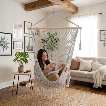 Кресло-гамак Outtec Boho подвесное бежевое бразильское кресло-качалка для сада террасы