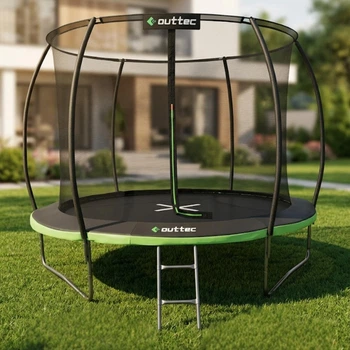 Батут детский 10ft (312cm) Outtec Premium черно-серый с внутренней сеткой, батут садовый для детей