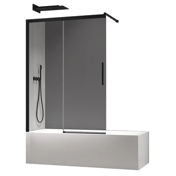 Шторки Koer стеклянные на ванну раздвижные Sr BS06-120x150-TR-07 прозрачное стекло Easy Clean 6мм, графит KR5947