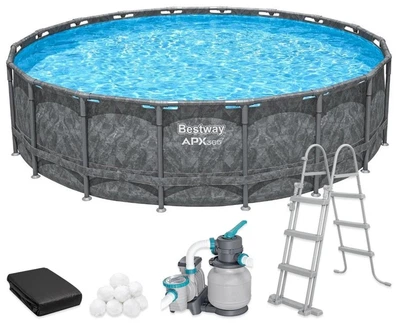 Каркасный бассейн Bestway 561JZ 40377 л 671x132 см песочный насос-фильтр/наполнитель для фильтра/лестница/тент (LN7-BW 561JZ)