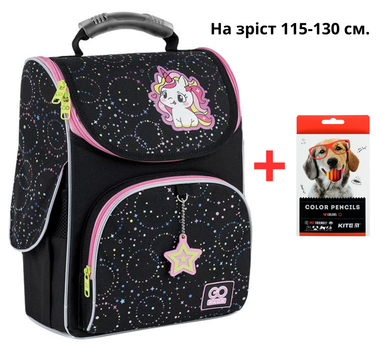 Рюкзак GoPack Education каркасный GO25-5001S-4 Magical Unicorn + карандаши Kite 18цв.