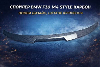 Спойлер BMW F30 M4 Style Карбон 2012-2018 ABS накладка на крышку багажника в стиле M4