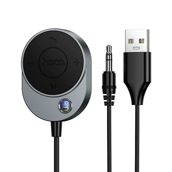 FM-трансмиттер Hoco E150 Path AUX Bluetooth 5.4 3.5 мм кабель 150 см серебро