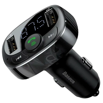 FM-трансмиттер Baseus T Shaped S-09A Bluetooth MP3 плеер 2 USB порта 5В 3.4А черный