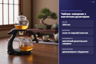 Чайник-заварник стеклянный с магнитным дозатором H1212 300мл для ароматного чая и трав