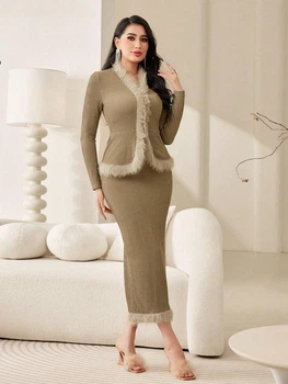 Жіночий Костюм (жакет+спідниця) SHEIN 920472-4 XL бежевий (2000005250774)