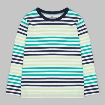 Лонгслів H&M 110 116 см біло-зелений смугастий 910503569