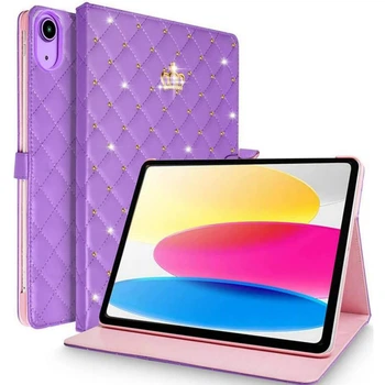 Чехол LuxuryFlip для Apple iPad 11" 2025 (A16) с короной Purple
