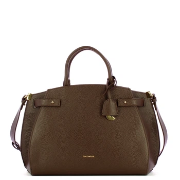 Torebka crossbody damska ze skóry naturalnej duża Coccinelle Coccinellekliche E1EGP180280 W97 Brązowa (800070350950)