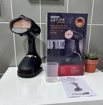 Відпарювач Zepline ZP з керамічним покриттям 3000 Вт вертикальний праска для одягу, речей чорний (6OZ)