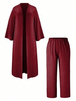 Жіночий Костюм (штани+кардіган) SHEIN 920650-3 2XL бордовий (2000005254611)